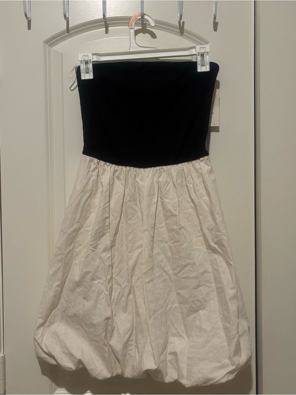 a new day Strapless Black and White Bubble Skirt Dress